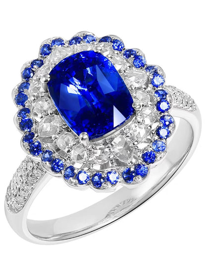 2.85-Carat Royal Blue Sapphire & Diamond Ring