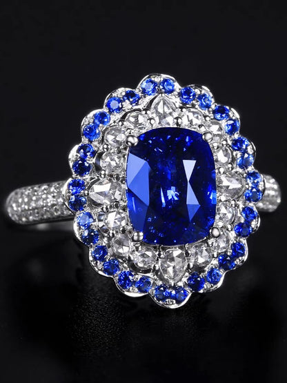 2.85-Carat Royal Blue Sapphire & Diamond Ring
