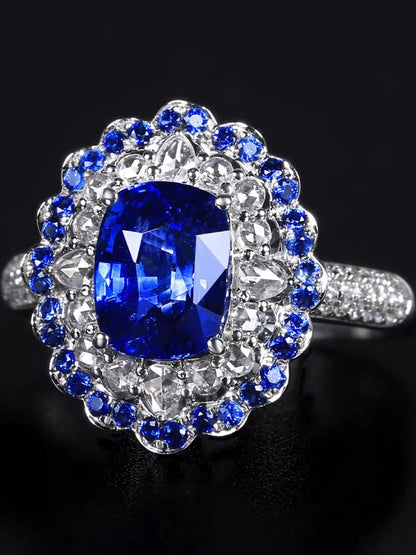 2.85-Carat Royal Blue Sapphire & Diamond Ring